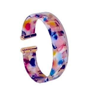 Confetti Colored Resin Cuff Bracelet • 6” Diameter • Fits Regular to Small Wrist